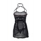 Plus Size Black Sheer Mesh Halter Sexy Teddy