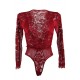 Plus Size Eyelashes Lace Open-chest Long-sleeved Teddy