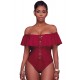 Red Ruffle Off-The-Shoulder One Piece Swimsuit