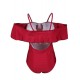 Red Ruffle Off-The-Shoulder One Piece Swimsuit