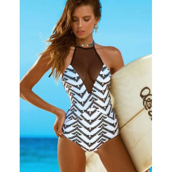 Fashion Mesh Yarn Summer One-Piece Swimsuit