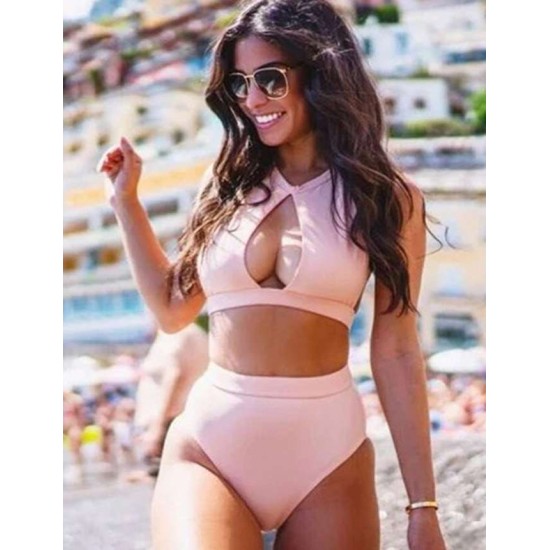 Pink High Waist Sexy Summer Bikini Set