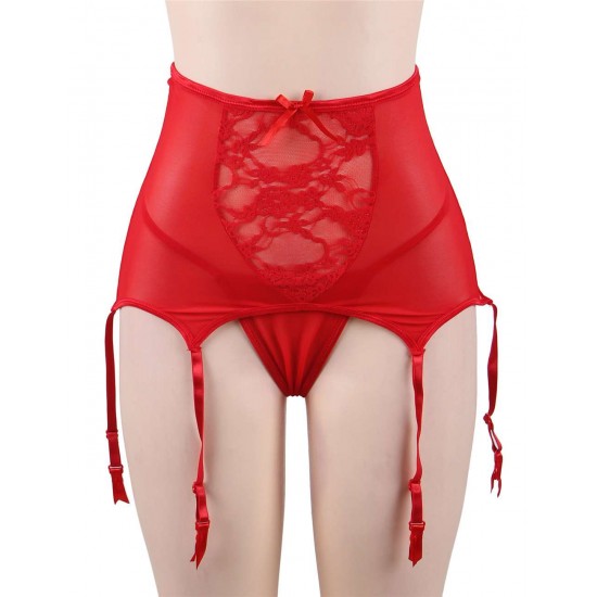 Plus Size Red Sexy Lace Garter Panty