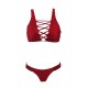 Ladies Dark Red Padded Gather Sexy Bikini Set