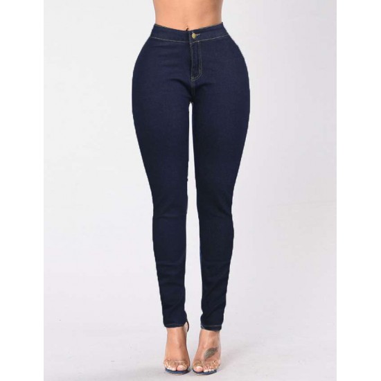 Plus Size Pencil Pants Blue Female Fashion Casual Jeans