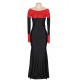 Boat Neck Red Lace Evening Gown