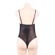 Black Floral Embroidered Sheer Mesh Teddy