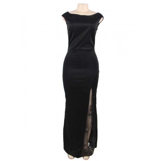 Black Sleeveless High Slit Sexy Evening Dress