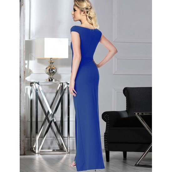 Blue Sleeveless High Slit Sexy Evening Dress