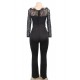 Black Falling shoulder lace stitching fashion jumpsuit