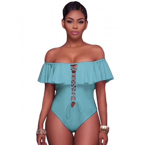 Ruffle Off-The-Shoulder One Piece Swimsuit