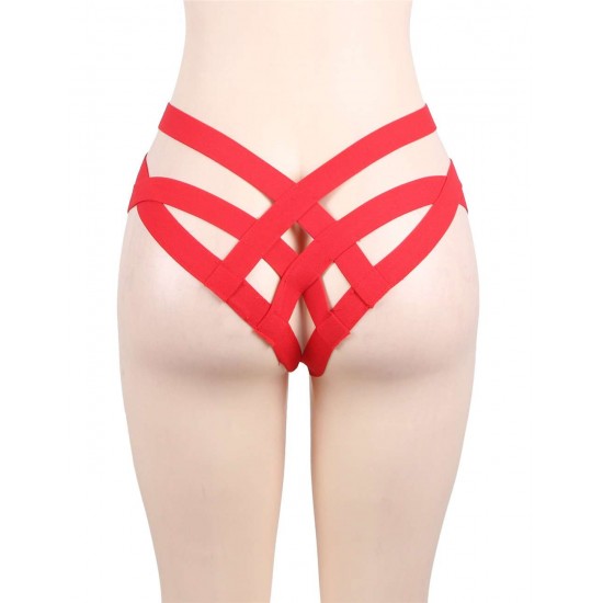 Red Cage Bandage Brief Thong Plus Size Panty