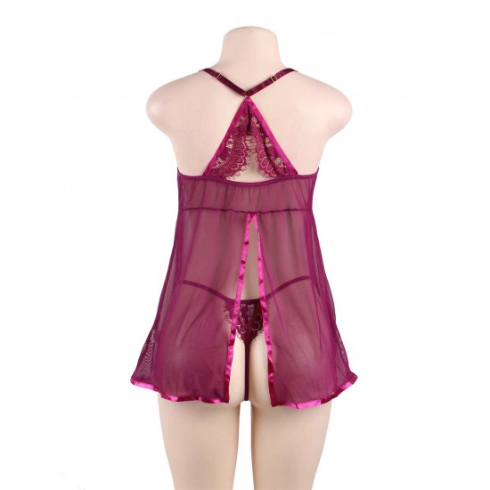 Featuring Velvet Underwire Cups With A Scalloped Lace Trim  Babydoll Set