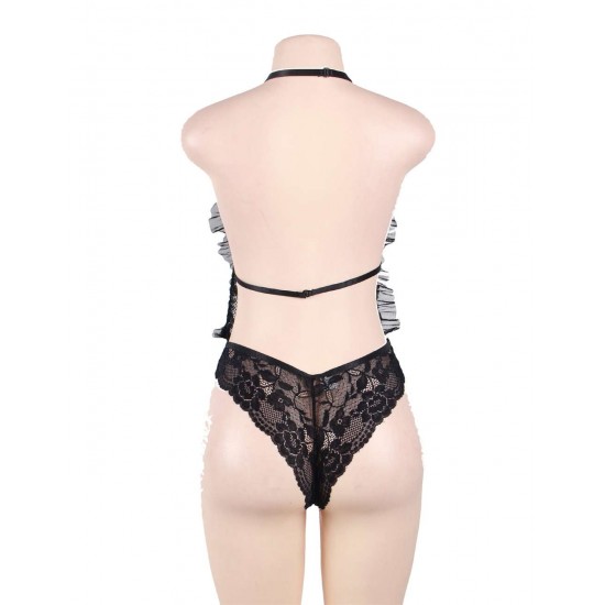 Plus Size Deep Plunge Lace Teddy