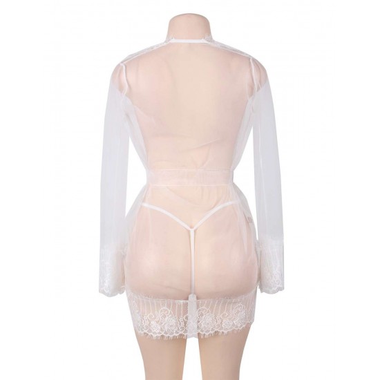 White Eyelashes Lace Pajamas Underwear Set