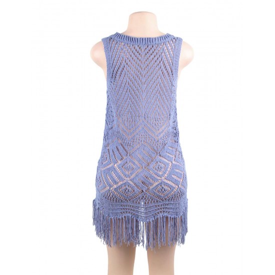 Chenille Knitted Hollow Out Beach Dress