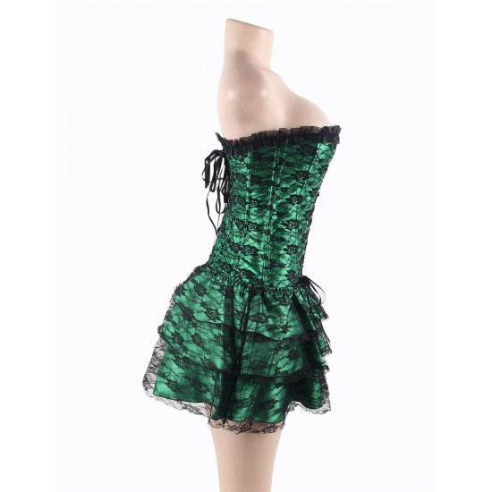 Green Lace Sexy Corset With Skirts