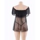 Valentine's Day Style Black Off-Shoulder Lace Sexy Babydoll