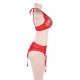 Sexy 3pcs Red Eyelash Lace Bra Panty Set