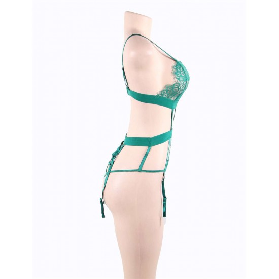 Plus Size Love Affair Green Lace Teddy 