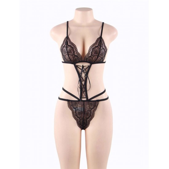 Plus Size Charming black lace Teddy