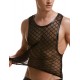 Men Sexy Mesh Plaid Transparent Tank Tops Undershirts For Fun Party Vest 