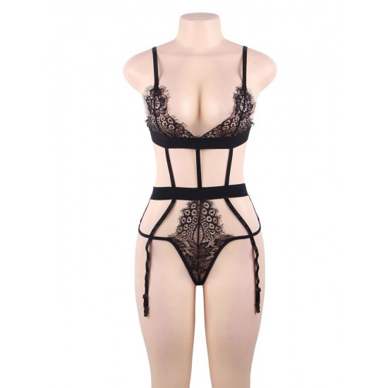 Plus Size Love Affair Black Lace Teddy 