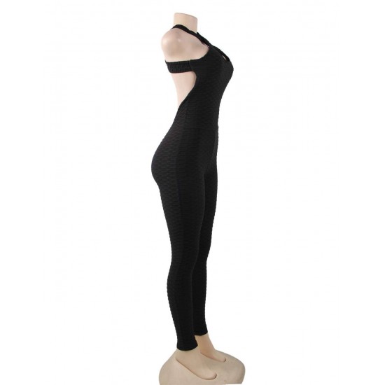 Black Sexy backless one-piece yoga fitness pants