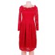 Plus Size Long Sleeve Fashion Red Lace Midi Dress