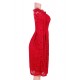 Plus Size Long Sleeve Fashion Red Lace Midi Dress