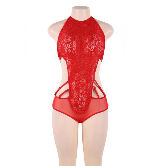 Plus Size Red Lace Two-piece Sexy Teddy