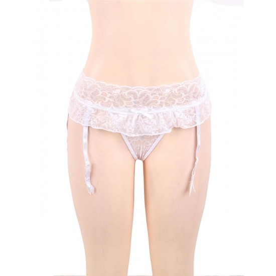 White Sexy Lace Garter Panty