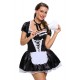 Halloween Satin French Maid Adult Uniform Fancy Dress Costume