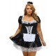 Plus Size Halloween Satin French Maid Adult Uniform Fancy Dress Costume