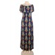 Plus Size Off Shoulder Casual Printed Long Dress