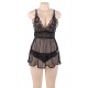 Black Elegant Backless Fly-away Babydoll