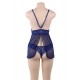 Plus Size Blue Elegant Backless Fly-away Babydoll