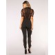 Black Lace Half-length Sleeve Jumpsuit