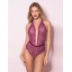 Plus Size Purple Deep V Exquisite Lace Teddy