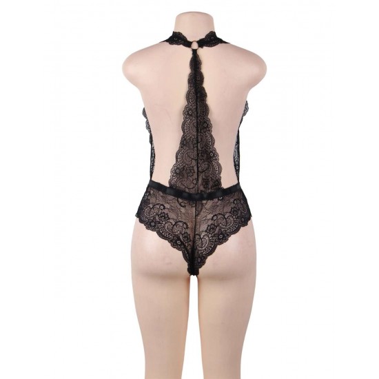 Black Deep V Exquisite Lace Teddy