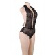 Plus Size Black Deep V Exquisite Lace Teddy