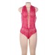 Pink Deep V Exquisite Lace Teddy