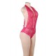 Plus Size Pink Deep V Exquisite Lace Teddy