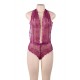 Purple Deep V Exquisite Lace Teddy