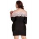 Plus Size Long Sleeve Off-Shoulder Fashion Lace Dress