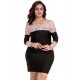 Plus Size Long Sleeve Off-Shoulder Fashion Lace Dress