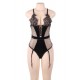 Black Deluxe Satin Lace Stitching Teddy