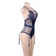 Blue Deluxe Satin Lace Stitching Teddy