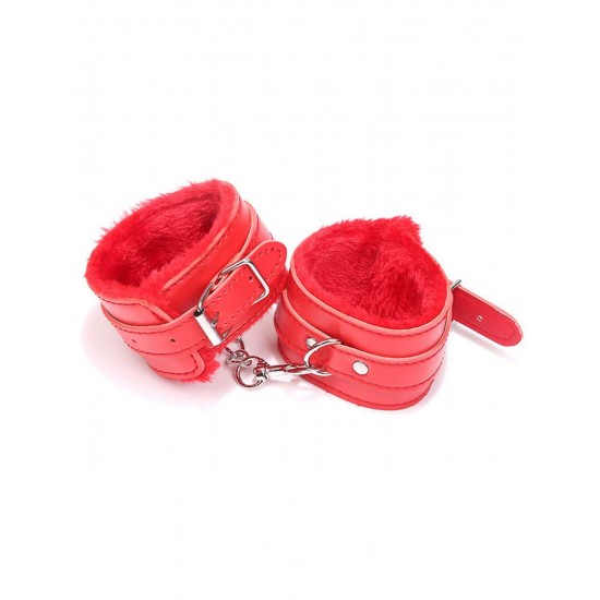 Red SM Bondage Sex Leather Handcuffs