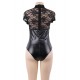 Black Lace Leather Stitching Teddy